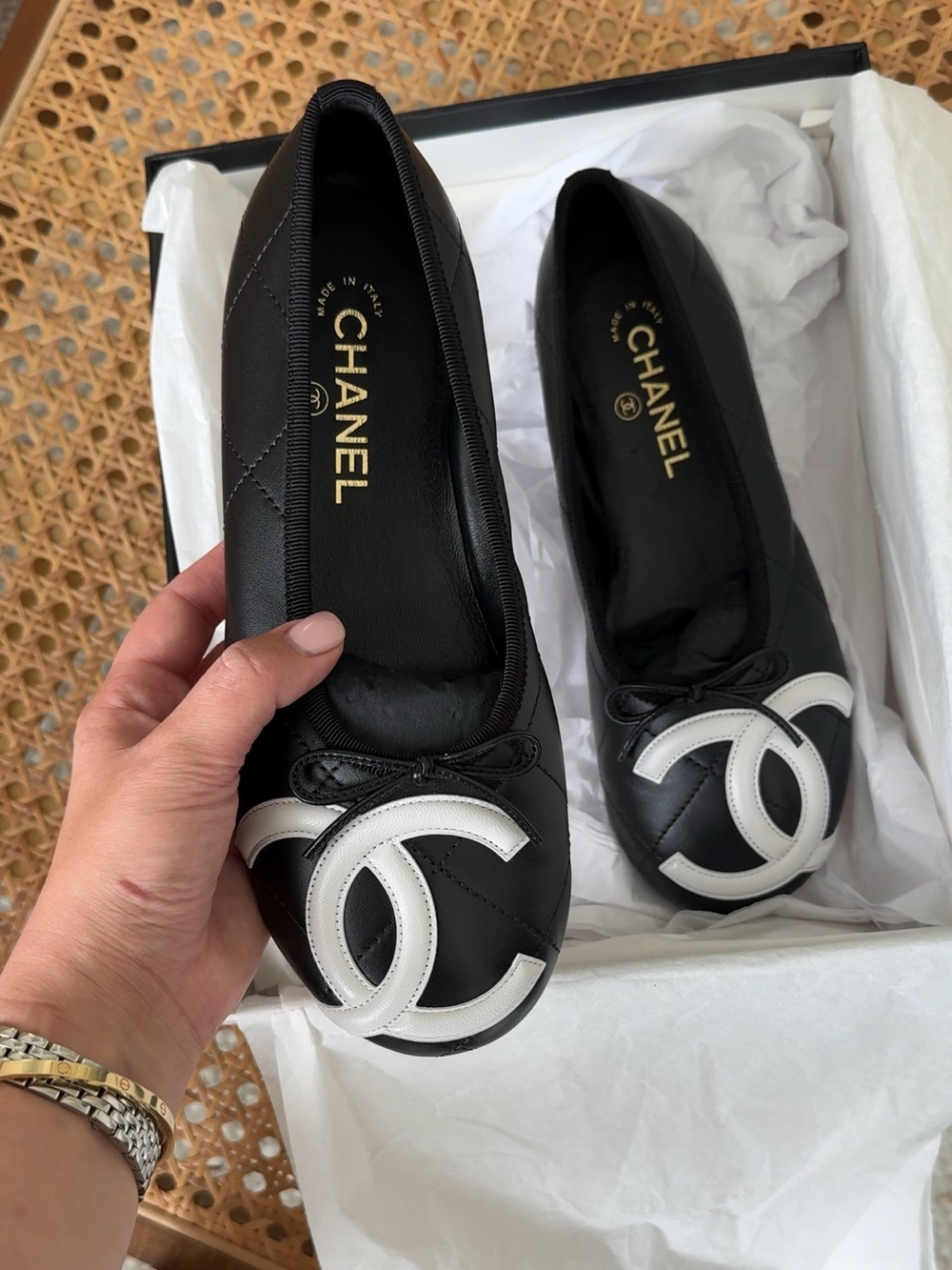 Brand new Chanel 2026 quilted black and white logo